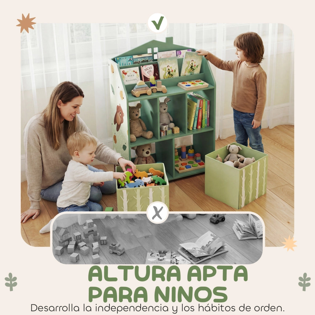 Scaffale per giocattoli bambini con cassetti ¨C Minimal ¨C verde