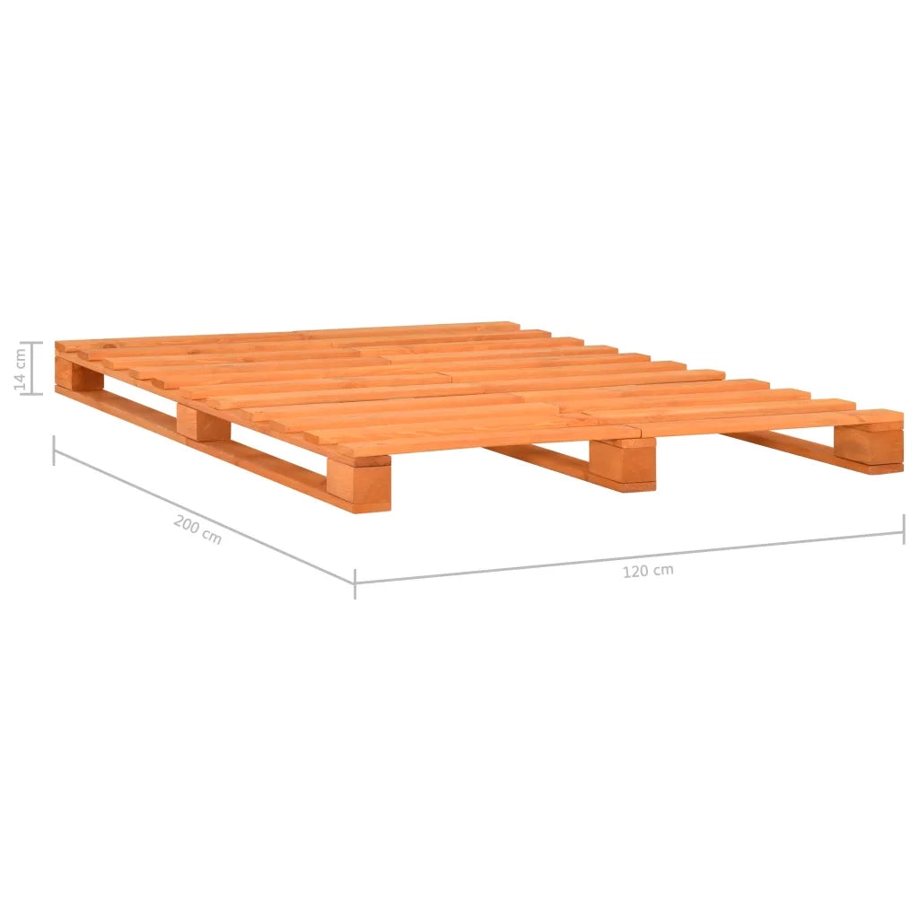 Letto matrimoniale | Letto per adulti | Giroletto in Pallet Marrone Legno Massello di Pino 120x200 cm