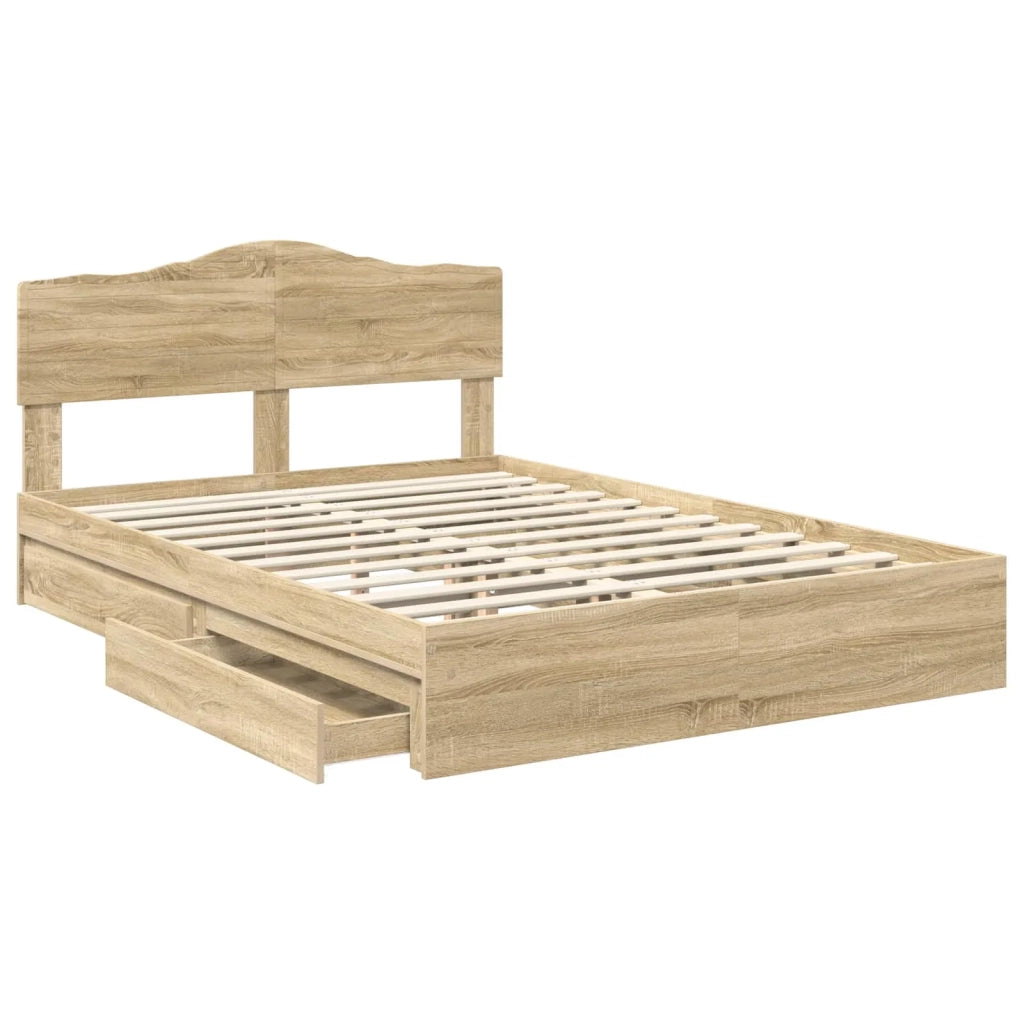 Letto con Contenitore con testiera Rovere Sonoma 160 x 200 cm 3413077