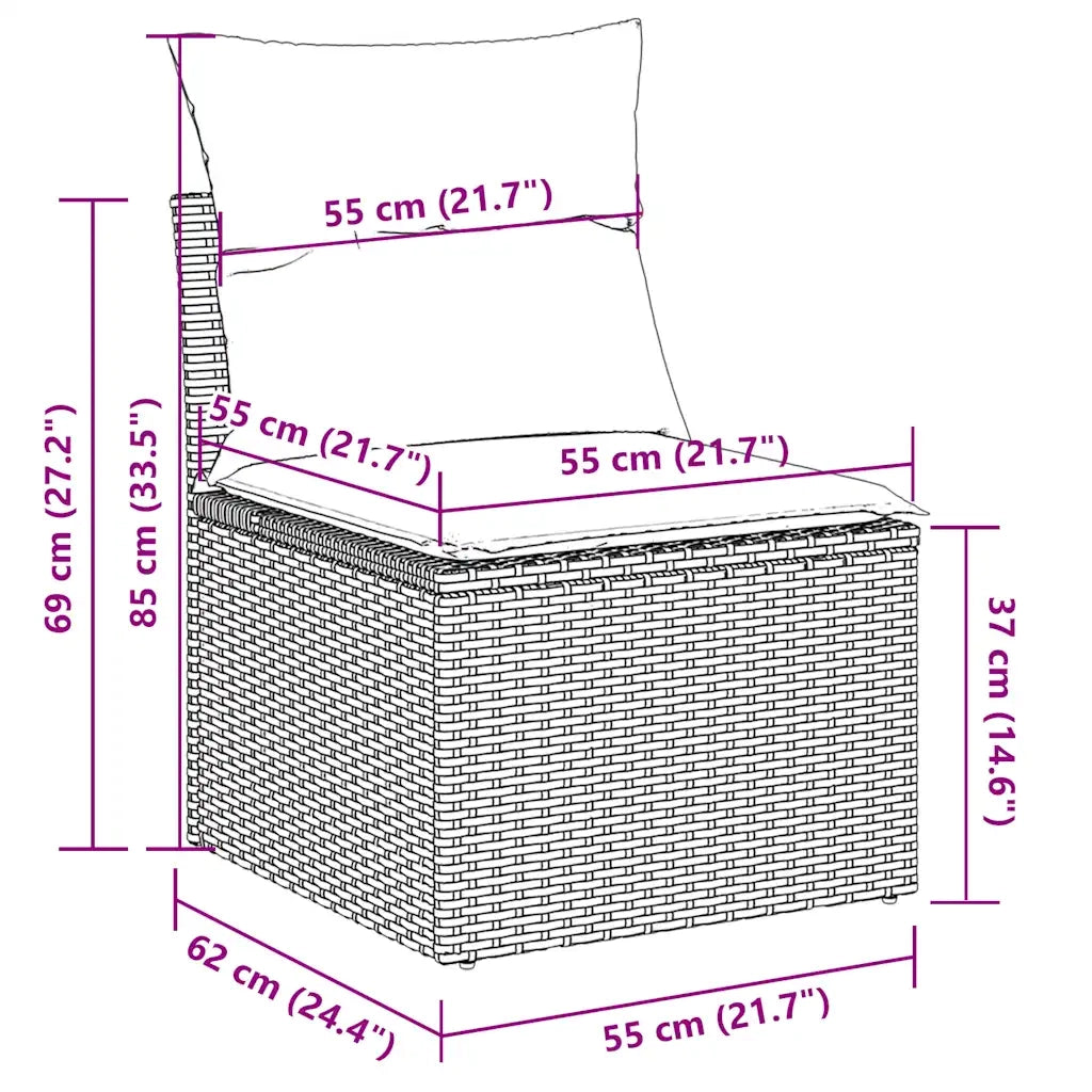 Set Divano da Giardino 8pz con Cuscini Grigio Chiaro Polyrattan 3222841