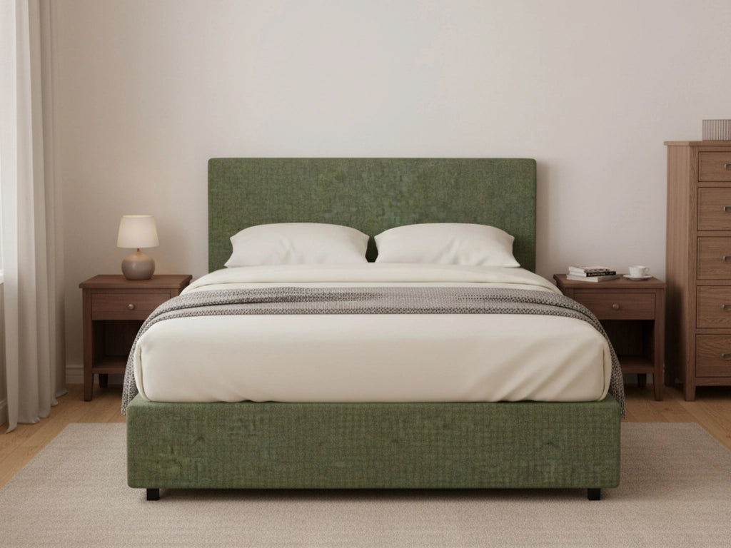 Worthing, Letto Matrimoniale Sfoderabile Made in Italy, Verde