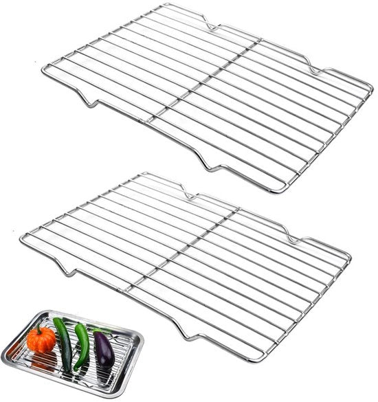 Set di 2 Raccordi per Tartaretti in Acciaio Inox, Rettangolari, per Tartaretti in Acciaio Inox, 29 x 21 cm, Argento