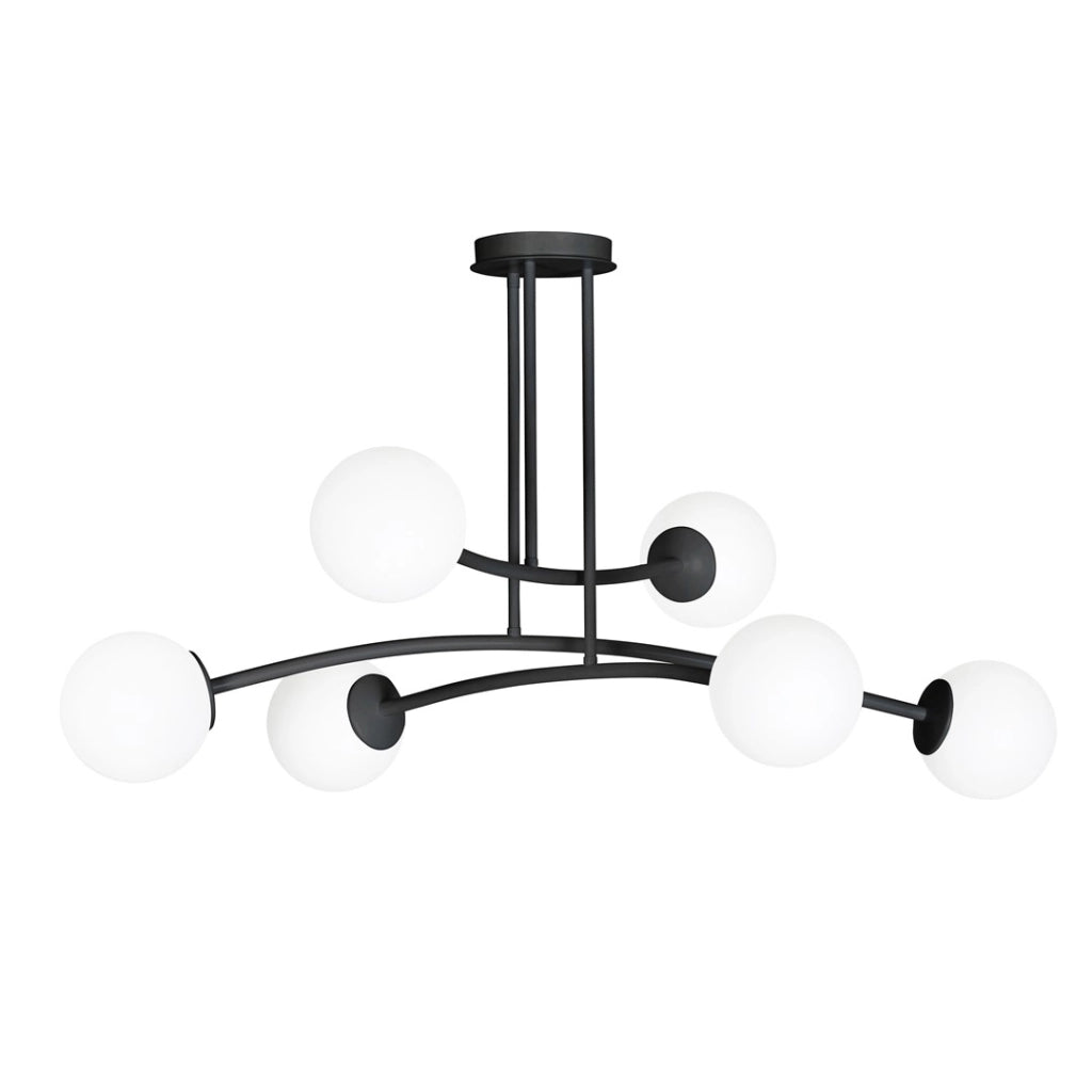 Emibig lampadario HALDOR nero/bianco 6xE14 metallo vetro