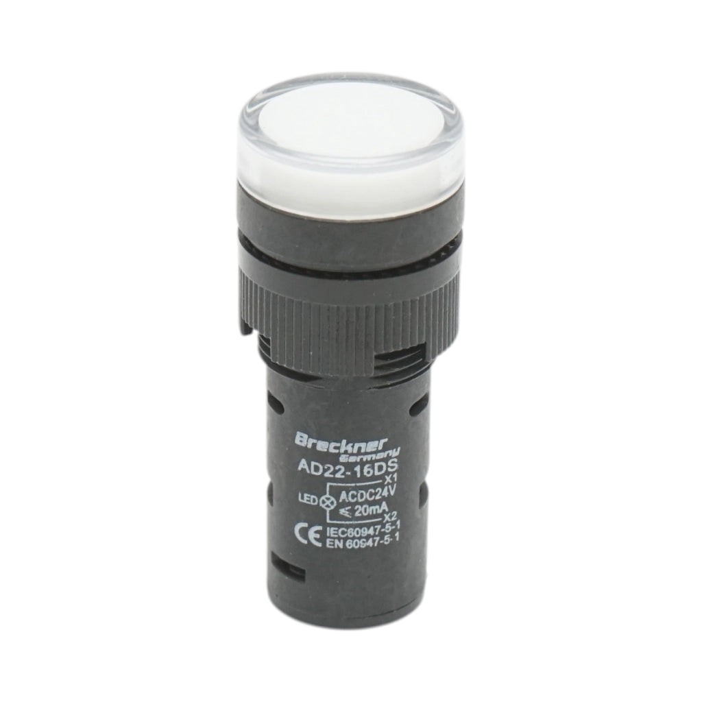 Spia luminosa LED bianca 24V AC/DC 16mm Breckner Germany