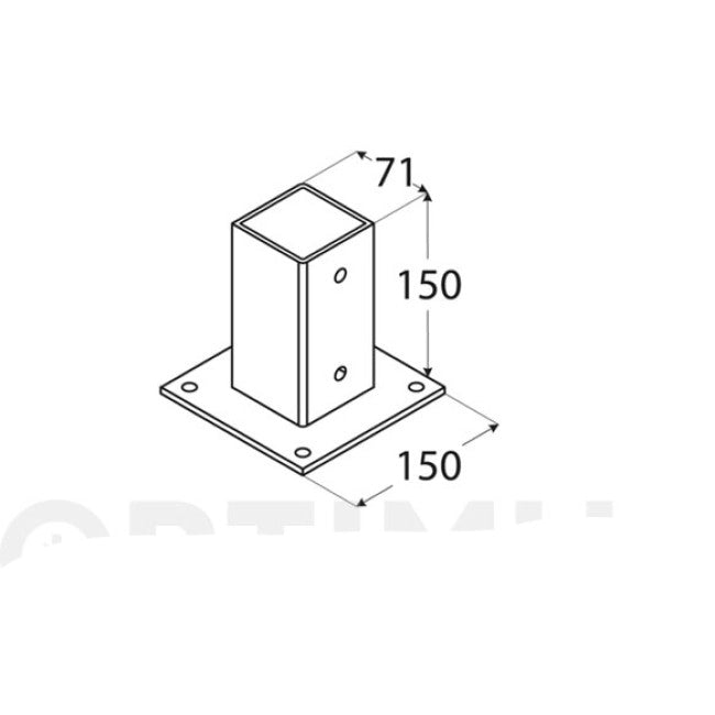 Staffa bicchiere quadra 9x9 cm per fissaggio su cemento