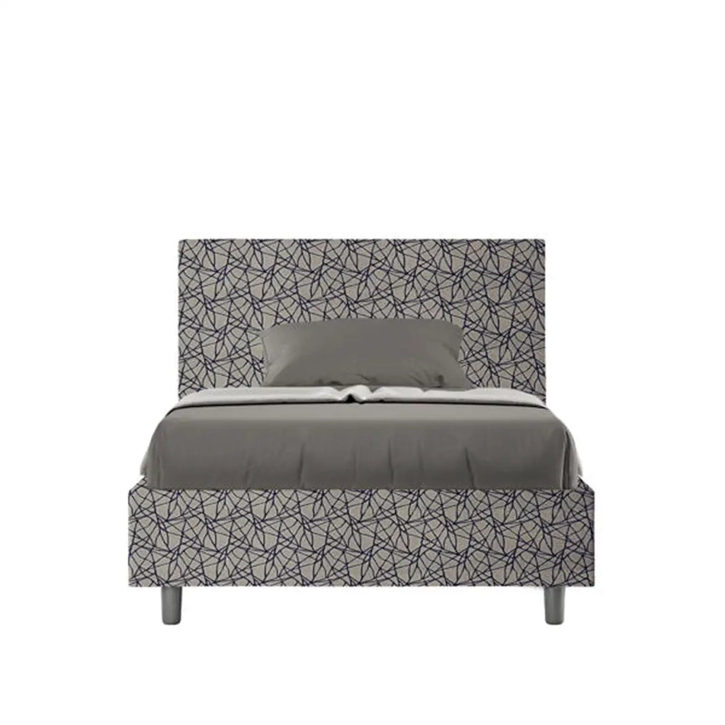 Letto una piazza e mezza con rete imbottito 120x200 tessuto Era 9 blu Adele