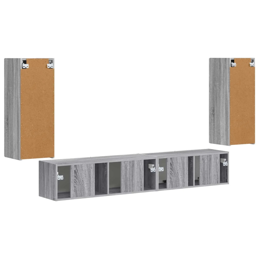 Set mobile TV 4 pz | Armadietto TV | Mobile Porta TV Grigio Sonoma Legno multistrato