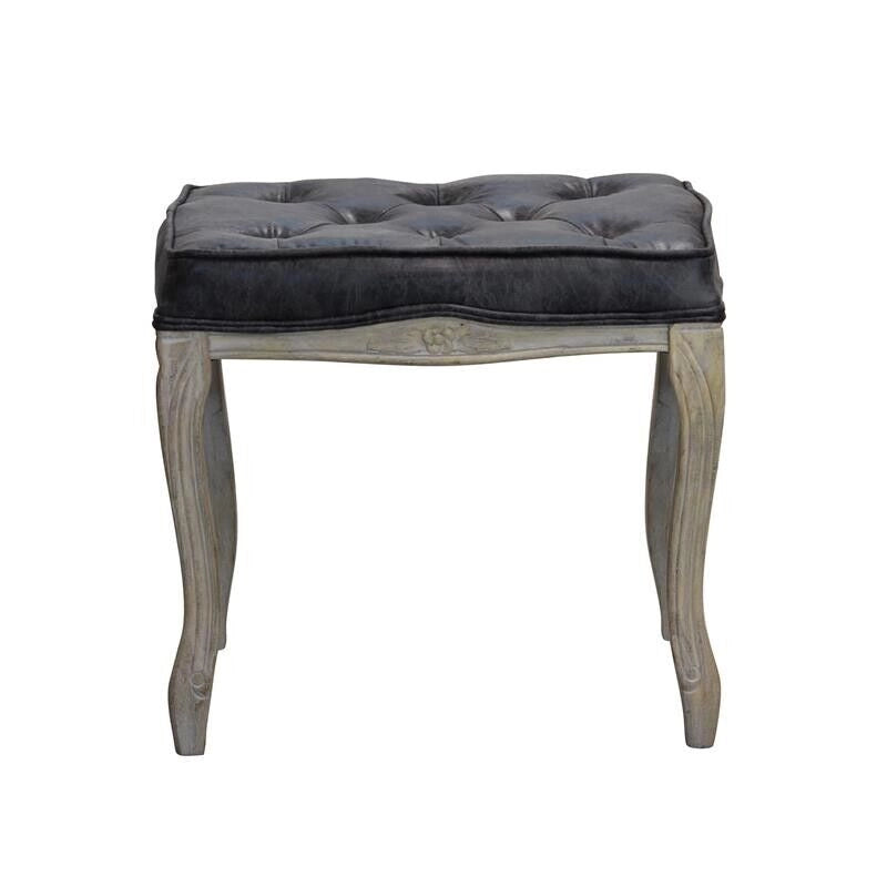 SGABELLO MARLY IN ECOPELLE VINTAGE 50 X 36 X H47 CM DI COLORE GRIGIO