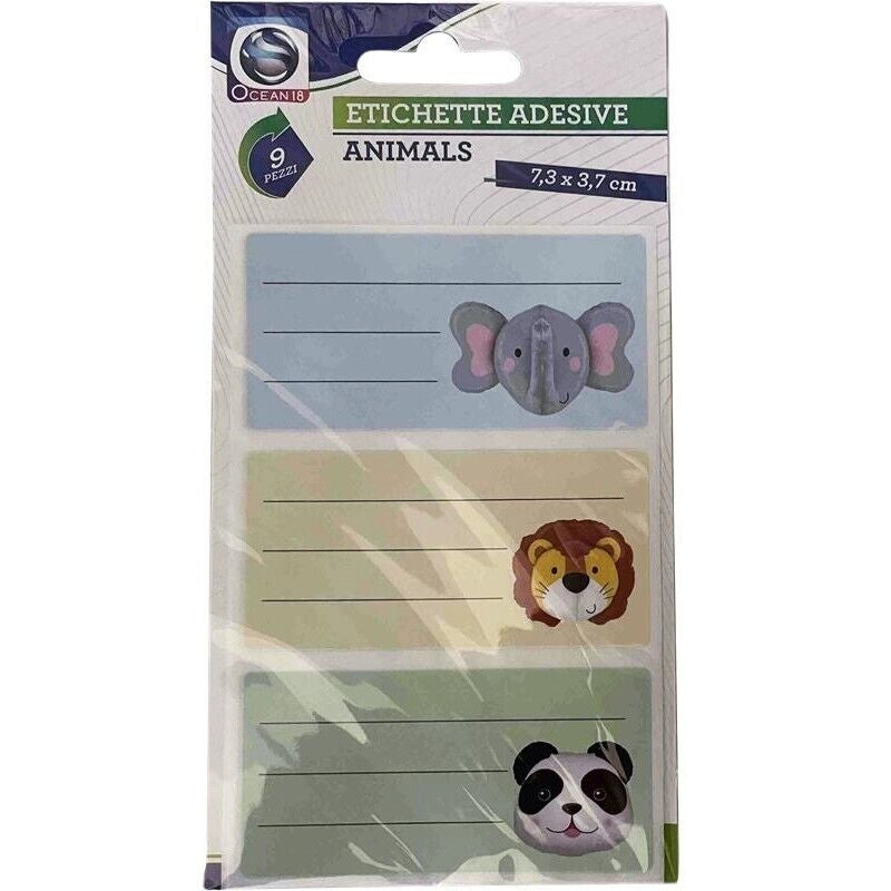 ETICHETTE ADESIVE MODELLO ANIMALS 9PCS 7,3X3,7 CM