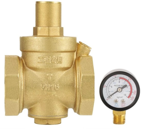 Regolatore di Pressione Regolabile 2 Polliche - Regolatore di Pressione per Bottiglie di Gas - Regolatore di Pressione per Compressore - Pressione Massima 1,6 MPa