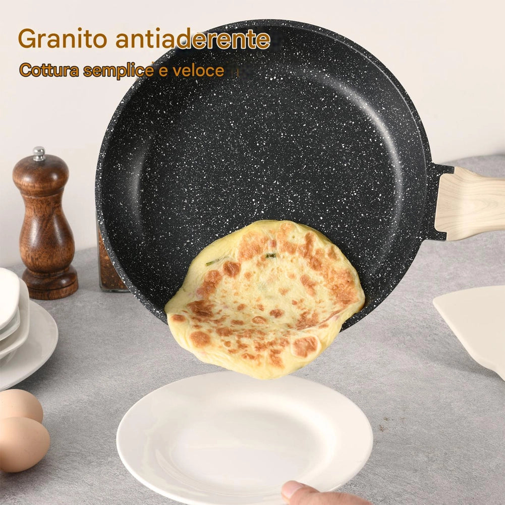 Batteria Pentole e Padelle 21 Pezzi in Alluminio Pressofuso Antiaderente Nero