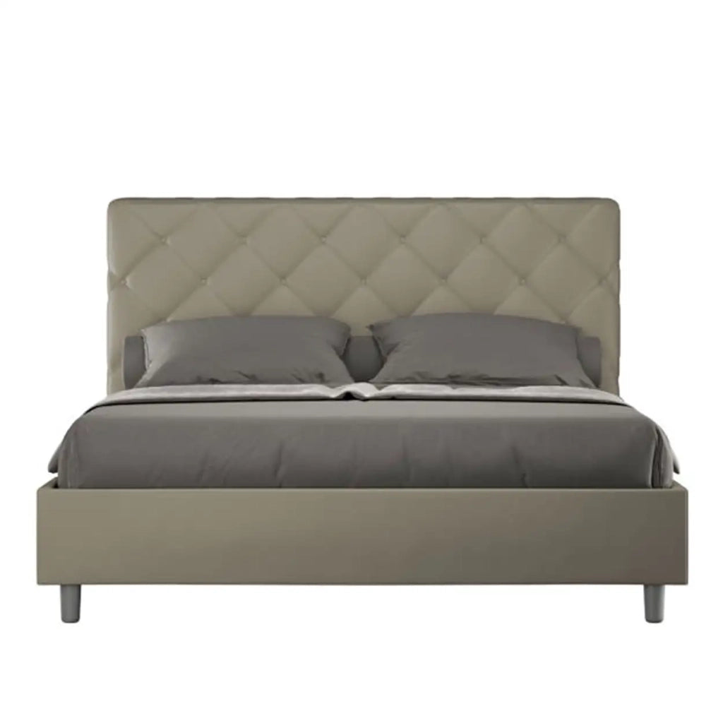 Letto matrimoniale senza rete imbottito 160x190 similpelle cappuccino Priya
