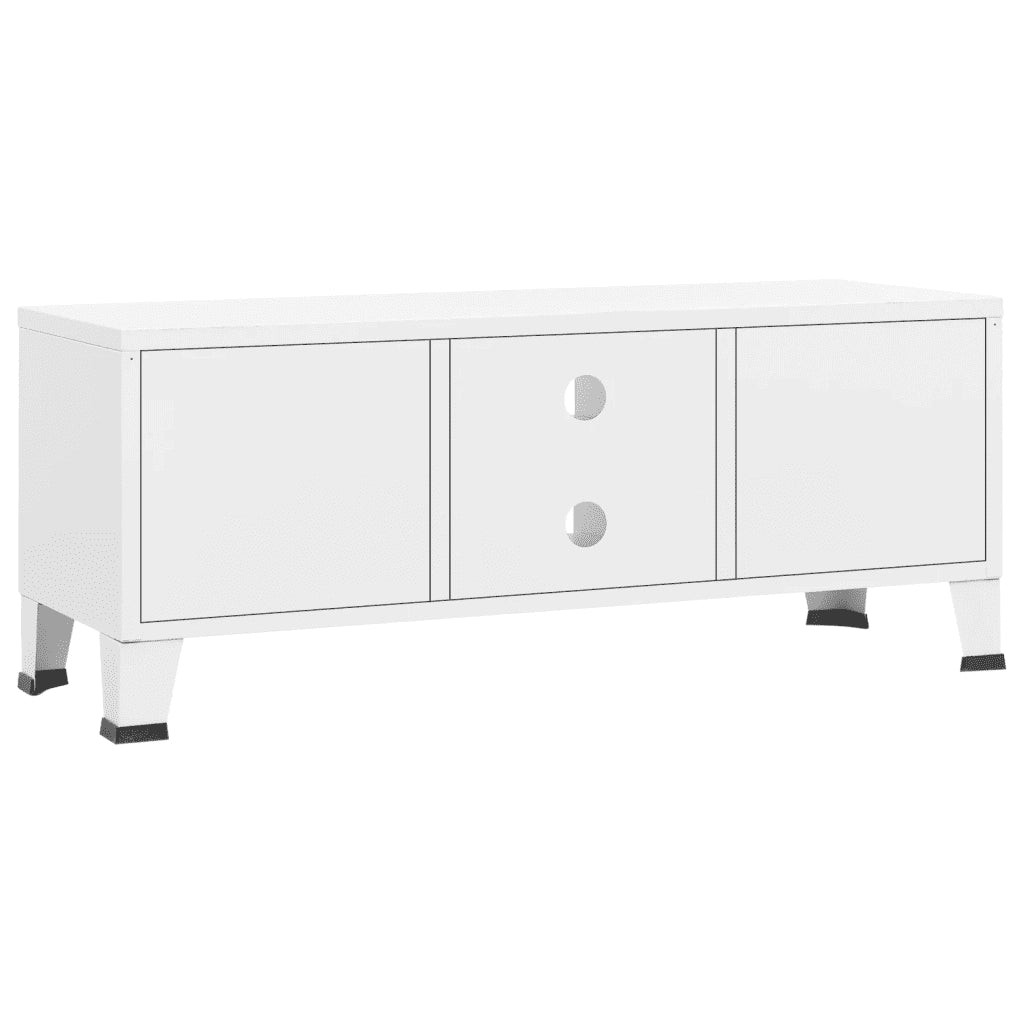Mobile TV | Armadietto TV | Mobile Porta TV Industriale Bianco 105x35x42 cm in Metallo