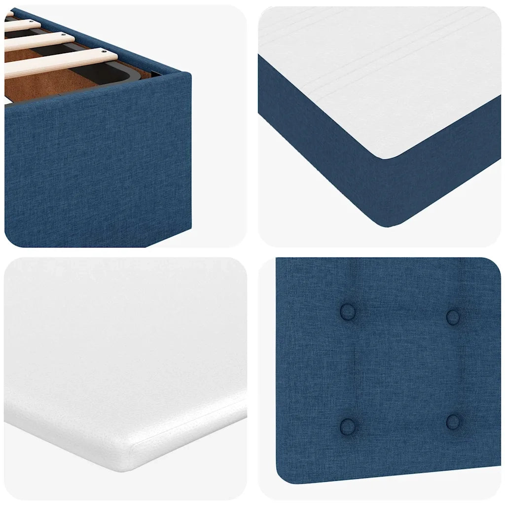 Struttura Letto Pouf con Materasso Blu 180x200cm in Tessuto 3313347