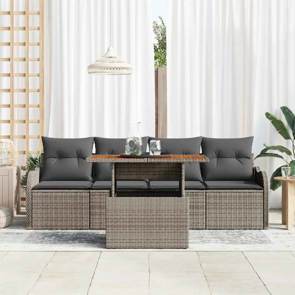 Set Divano da Giardino 5 pcs Grigio polyrattan 3358127