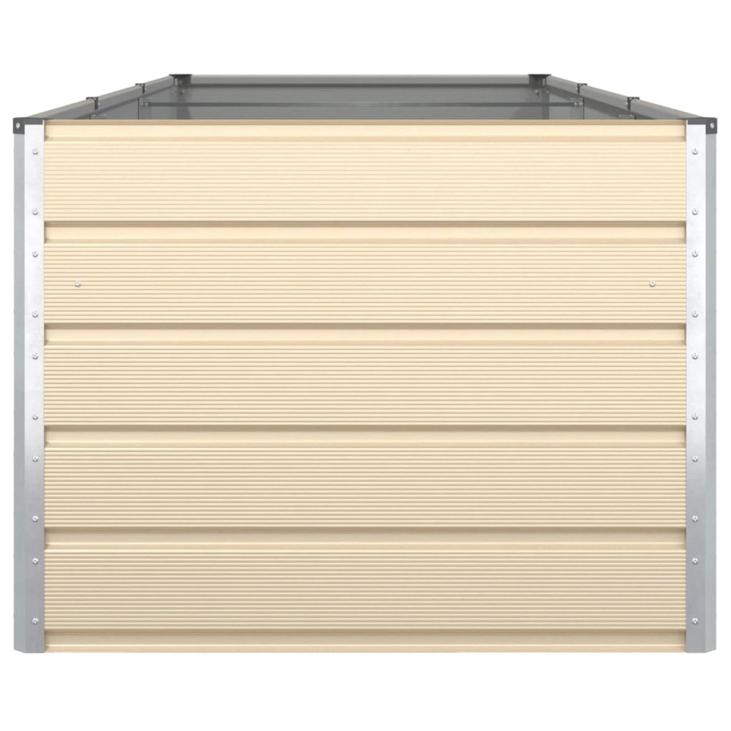 Fioriera rettangolare moderna 195 x 100 x 45 cm stile industriale per esterni in acciaio zincato color avorio 02_0059168