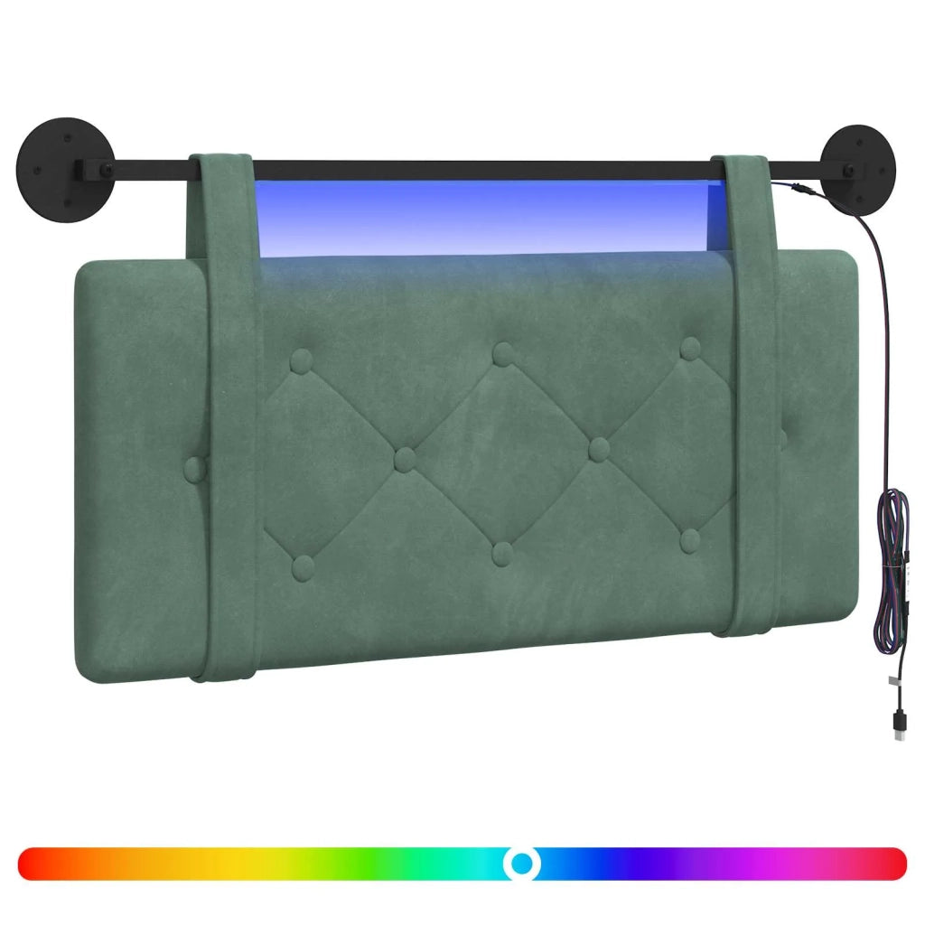 Testiera sospesa Con luce LED Verde Mare Velluto 3424068
