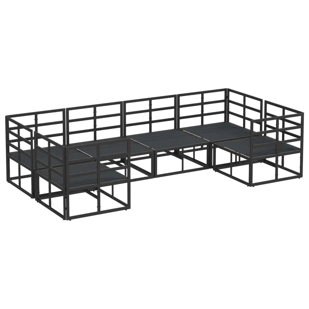 Set Divano da Giardino con cuscino 6 pcs Nero Alluminio