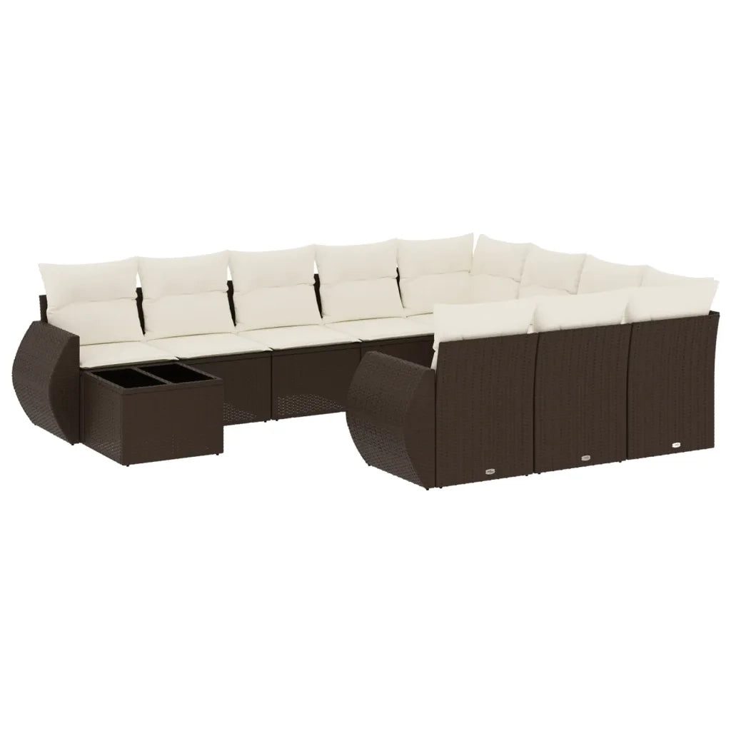 Set Divani da Giardino 11 pz con Cuscini Polyrattan Marrone 3254270
