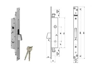 SERRATURA TRIPL. INFIL. MONTANTI E PERSIANE CON QUADRO MANIGLIA 746  mm.25 (7461425)    ISEO