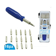 Trade Shop - Kit Cacciavite 16pz Di Precisione Tools Punte Giravite Taglio Croce Torx -
