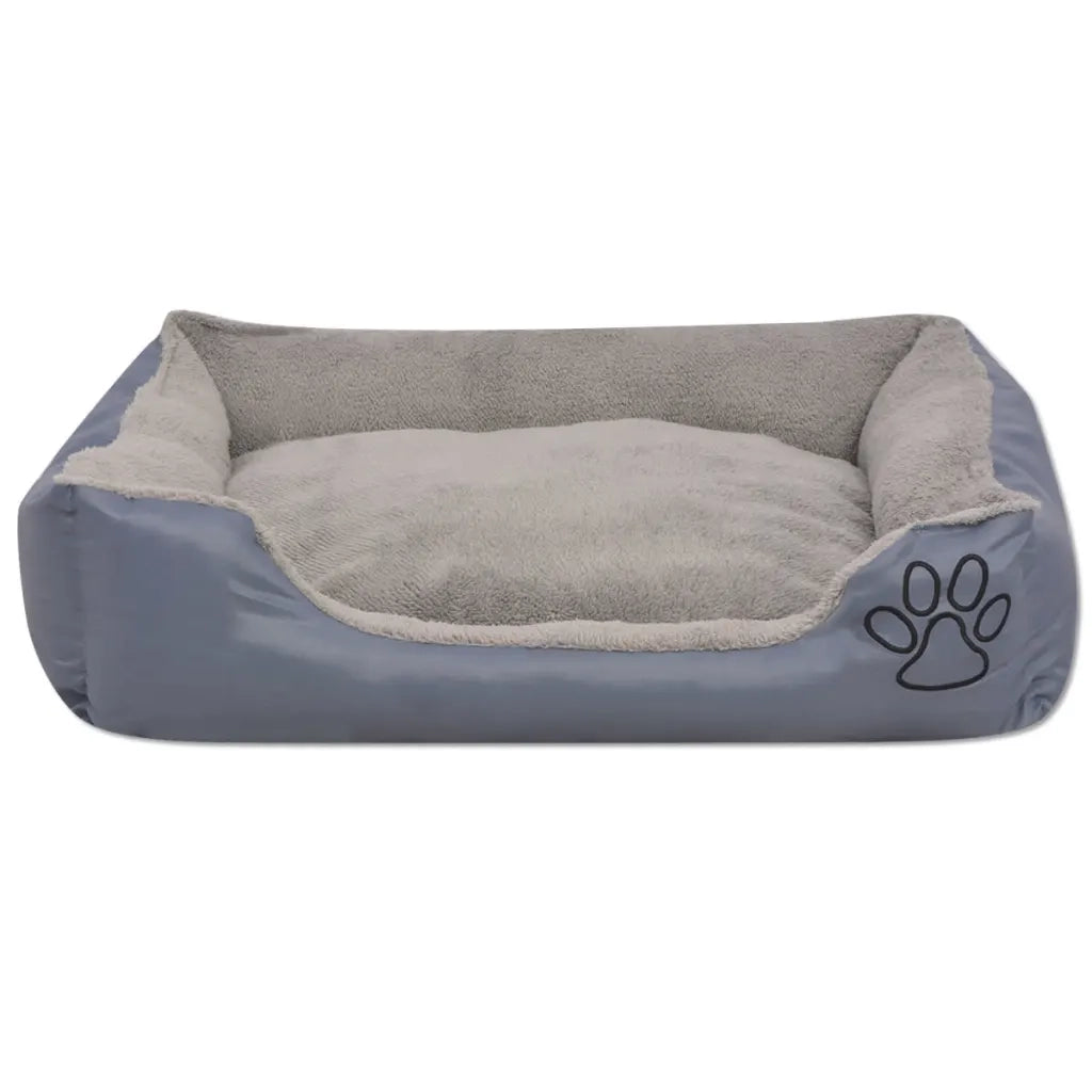 Cuccia per Cani con Cuscino Imbottito Taglia L Grigio 170415