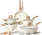 Pannenset di lusso 14 pezzi, composto da una padella da 24/28 cm, pentola da 18/20/24 cm con coperchio e accessori da cucina, non tossico, compatibile con tutti i forni.