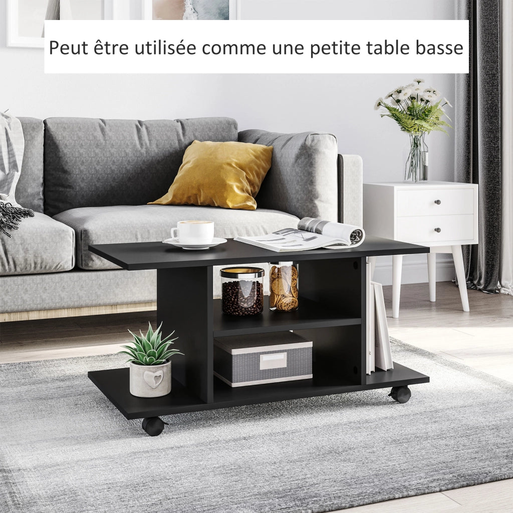 Mobile TV con ruote e ripiani ¨C zephmum ¨C 80x40x40 cm nero