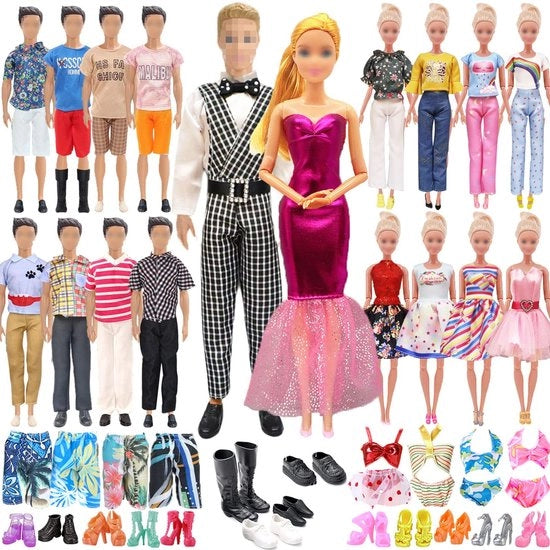Abbigliamento per bambole 27 pezzi - Abito da sera - Gonne - Abbigliamento per tempo libero - Costumi da bagno - Scarpe - Adatto per bambole di 30 cm - Abbigliamento per bambole
