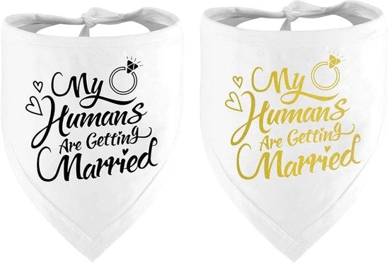 Schiacchiere da Cane Flessibili - Sciarpe a Tre Angoli - Accessori per Matrimoni - Materiale Polyester - 60x30 Cm - 2 Pezzi - Sciarpe per Cani