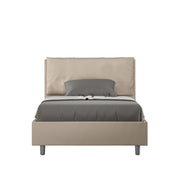 BS COM Letto una piazza e mezza senza rete imbottito 120x200 similpelle tortora