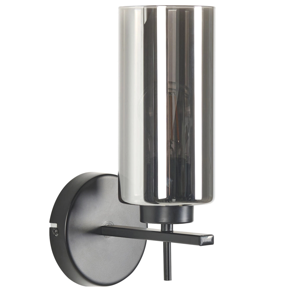 Lampada da terra Grigio e nero con base in ferro e paralume fumé in vetro Punto luce singolo Accessori per la casa Illuminazione