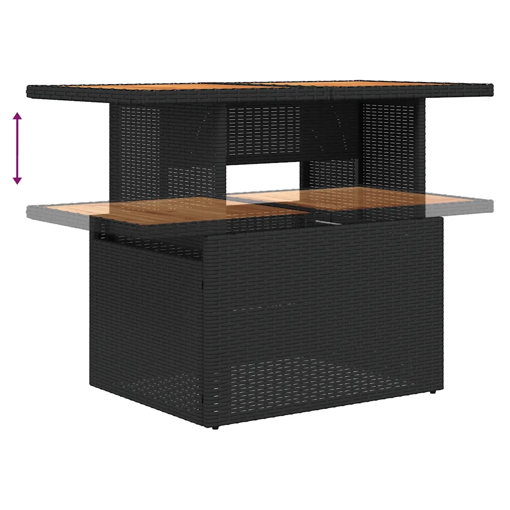 Set Divani da Giardino 5 pz con Cuscini Nero Polyrattan Acacia 3327542