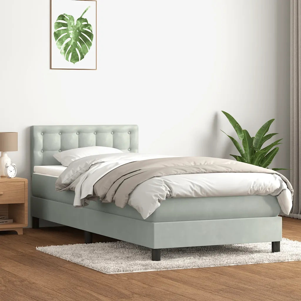 Giroletto a Molle con Materasso Grigio Chiaro 80x210 cm Velluto 3316569