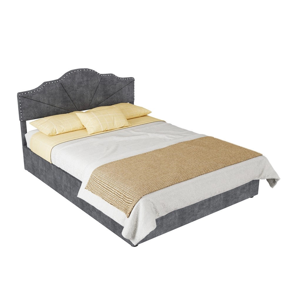 Letto Contenitore Imbottito ¨C MINIMAL ¨C Grigio, con Materasso, 140x200