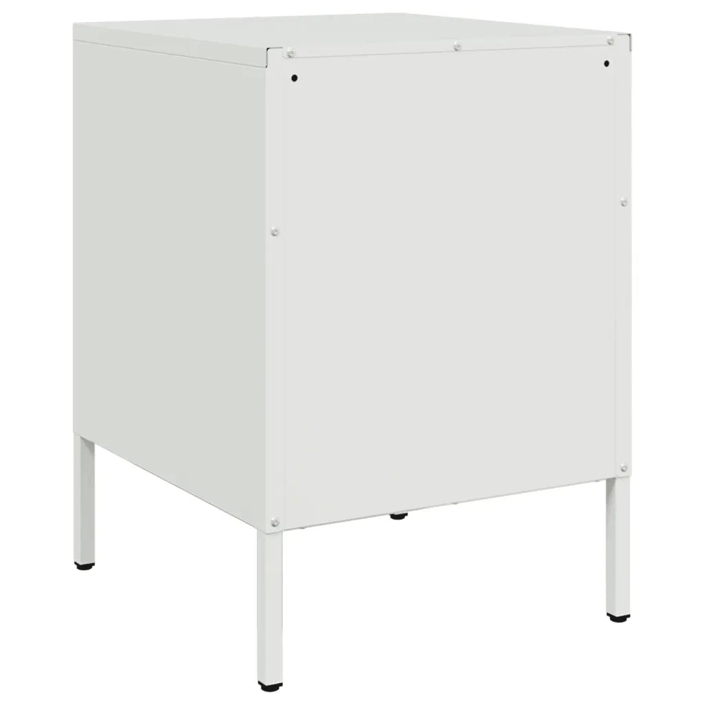 Comodino | Armadio da Notte | Mobiletto da notte Bianco 36x39x50,5 cm in Acciaio