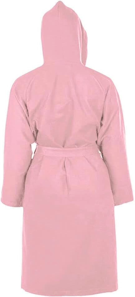 Accappatoio Microfibra Taglia S Moderno Morbido Uomo Donna Cintura Tasche Cappuccio Rosa