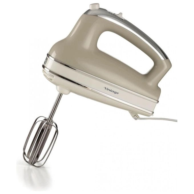 Ariete 1548 Sbattitore Vintage, 450W, 5 velocità, Funzione turbo, 2 fruste, Beige