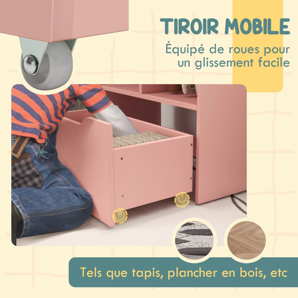 Libreria con cassetti e ripiani ¨C zephmum ¨C rosa 80x30x180