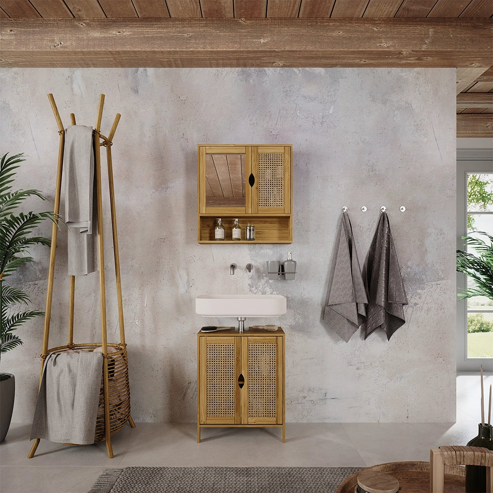 Vicco Set di mobili da bagno Bambù 2 parti