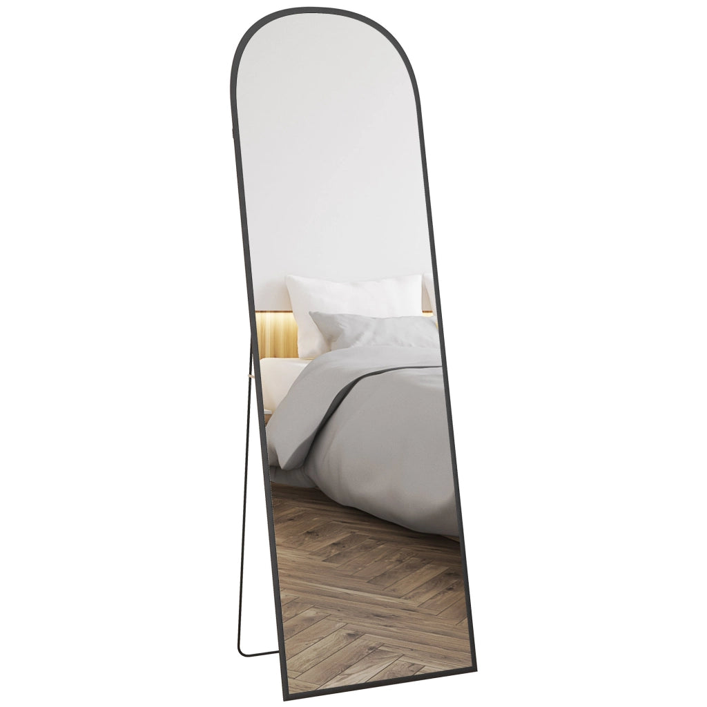Specchio da Parete Moderno in Alluminio con Supporto ¨C Minimal ¨C Nero 50x161.5 cm