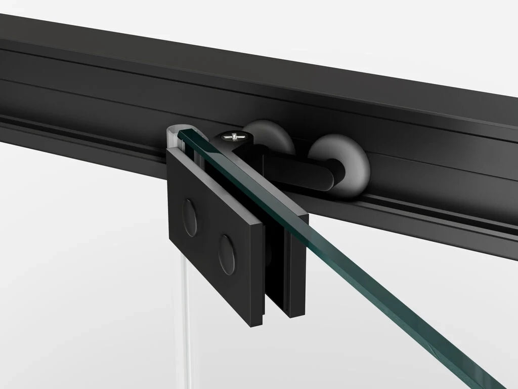 Box doccia angolare SPAZIO fisso 50 + porta 75 + laterale fisso 125x80 cm (120.5-123/76.5-79) nero opaco