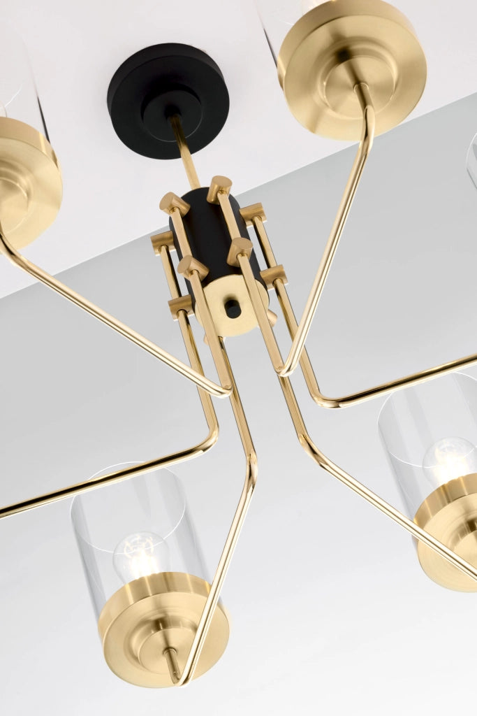 Lampadario classico RAMIREZ oro/nero 6xE27 vetro trasparente