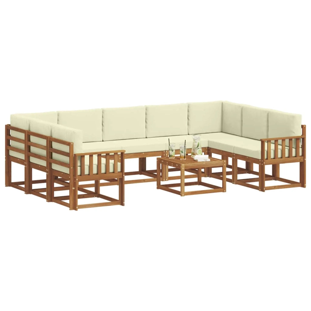 Set di divani da esterno con cuscino 10 pcs Naturale e Crema 3367013