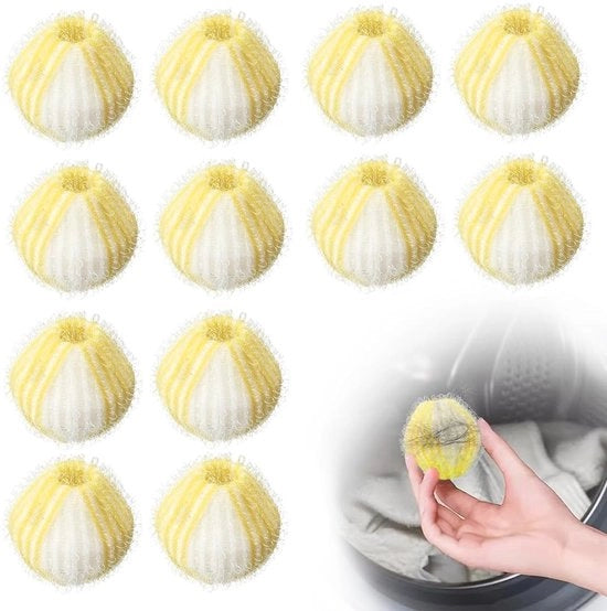 Raccolta Capelli per Lavatrice - 12 Unità - Sfere di Lavaggio Reutilizzabili - Palle di Pelliccia per Lavatrice - Per Casa/Sala da Letto - Rimozione dei Capelli Efficiente