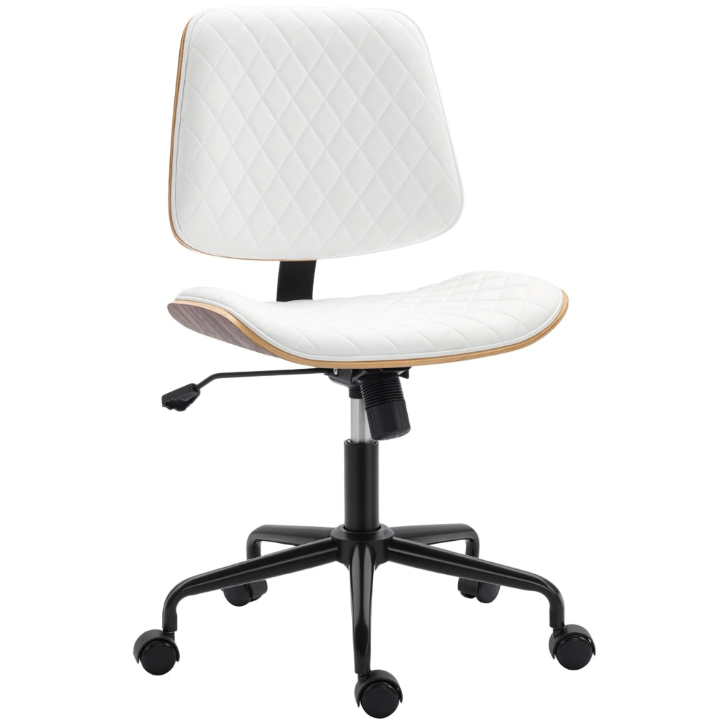 Sedia da Ufficio Giratoria Senza Braccioli ¨C Zephmum ¨C Schienale Curvo Seduta a U Altezza Regolabile Basculante Bianco