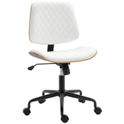 Sedia da Ufficio Giratoria Senza Braccioli ¨C Zephmum ¨C Schienale Curvo Seduta a U Altezza Regolabile Basculante Bianco