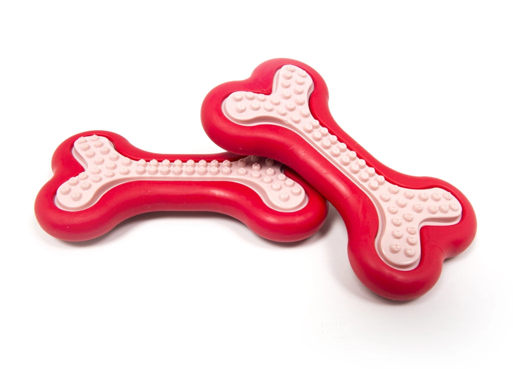 Gioco Pet Resistente Per Animali Domestici Con Effetti Sonori Modello Osso Rosso - Set 2 Pezzi - Rosso