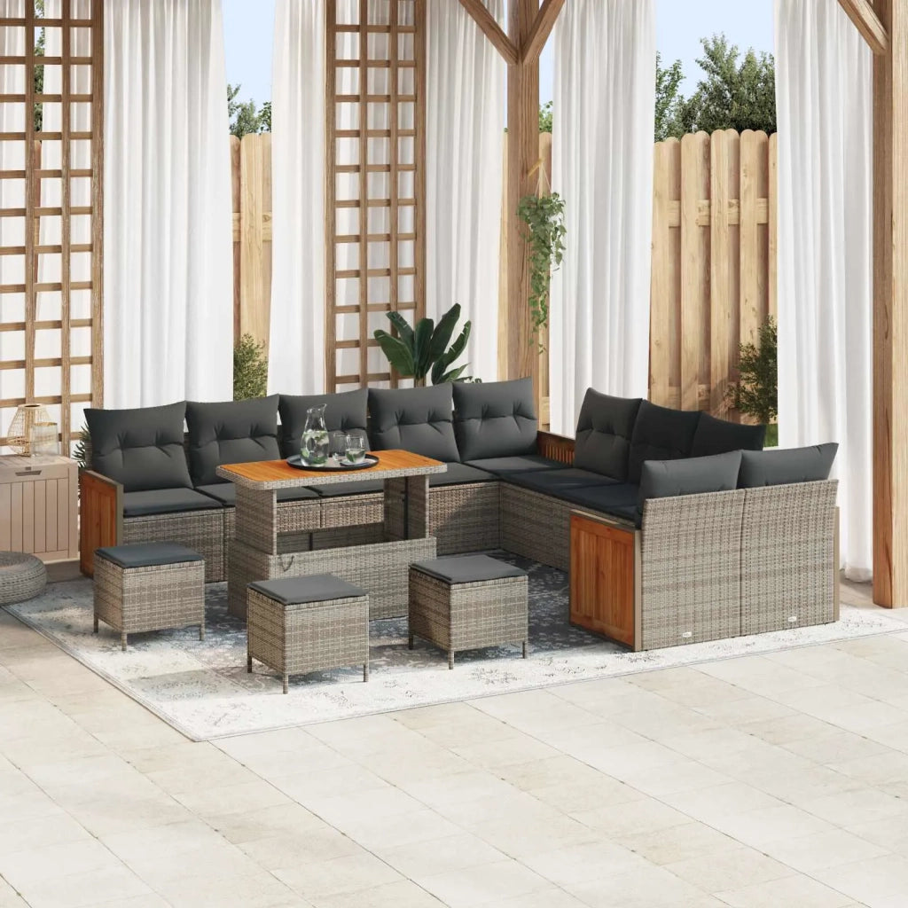 Set Divano da Giardino con cuscino 14 pcs Grigio 3363243