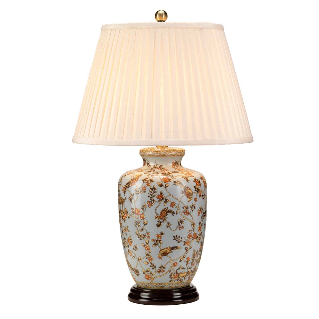 Lampada da tavolo in porcellana Gold Birds blu E27 Elstead